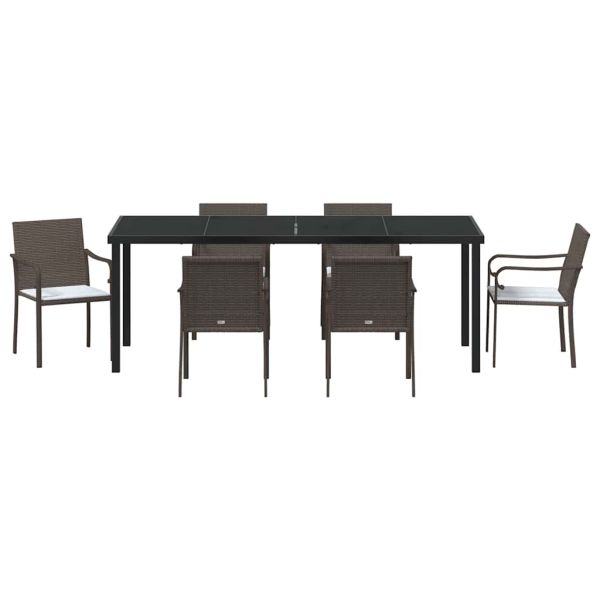 Комплект за хранене в градината 7 pcs Кафяв и черен ПЕ ратан