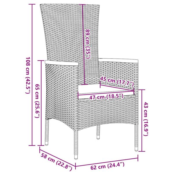 Комплект за хранене в градината с възглавница 9 pcs Черно