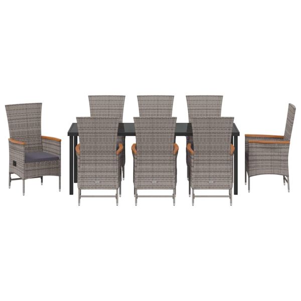 Комплект за хранене в градината с възглавница 9 pcs Сив