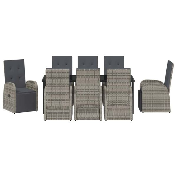 Комплект за хранене в градината 9 pcs Сив полиратан