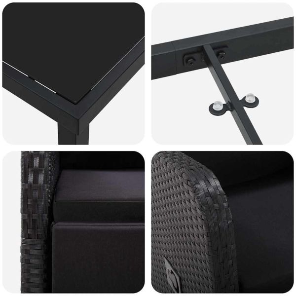 Комплект за хранене в градината 9 pcs Черно полиратан