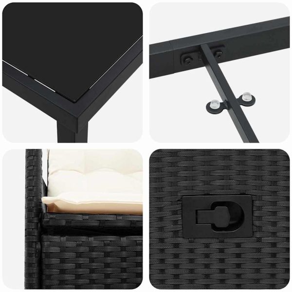 Комплект за хранене в градината 9 pcs Черно полиратан