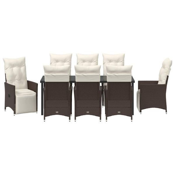 Комплект за хранене в градината 9 pcs Кафяво полиратан