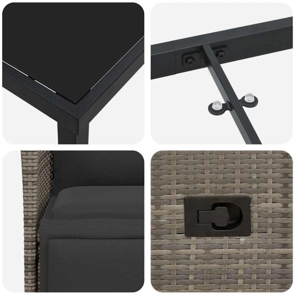 Комплект за хранене в градината 9 pcs Сив полиратан