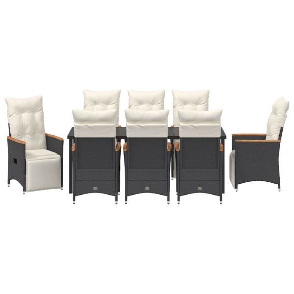 Комплект за хранене в градината 9 pcs Черно полиратан