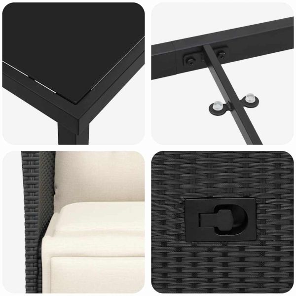 Комплект за хранене в градината 9 pcs Черно полиратан