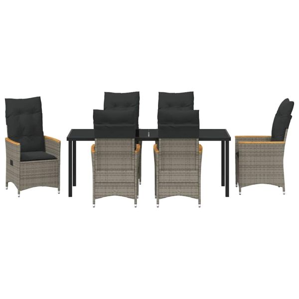 Комплект за хранене в градината 7 pcs Сив полиратан