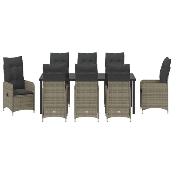 Комплект за хранене в градината 9 pcs Сив полиратан