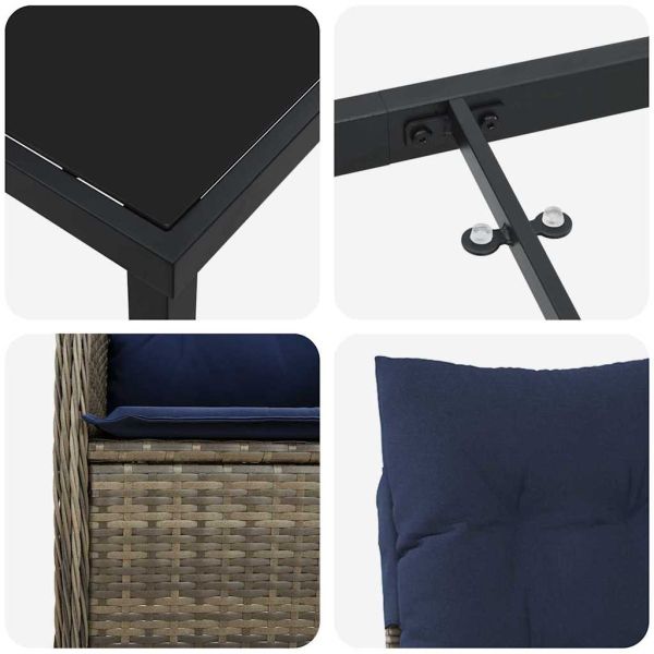 Комплект за хранене в градината 9 pcs Черно полиратан