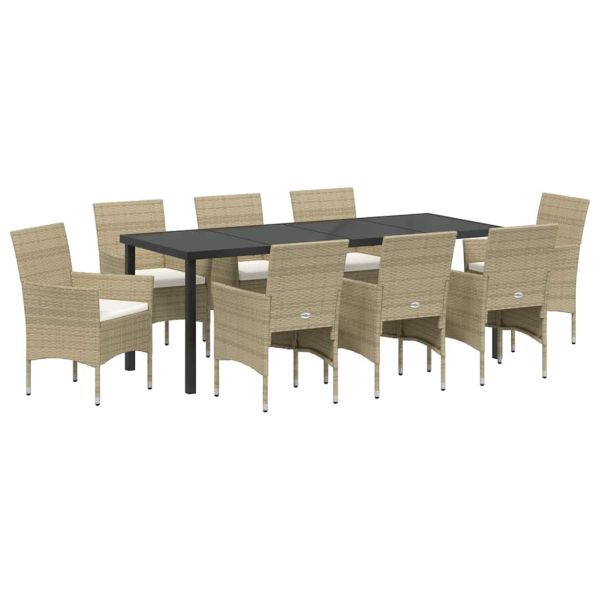 Комплект за хранене в градината 9 pcs Бежово полиратан