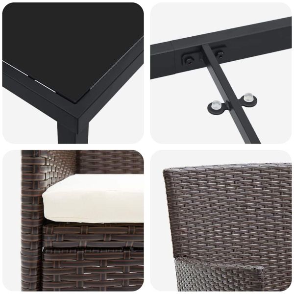 Комплект за хранене в градината 9 pcs Кафяво полиратан