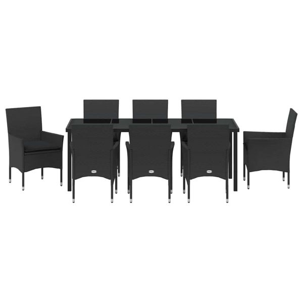 Комплект за хранене в градината 9 pcs Черно полиратан