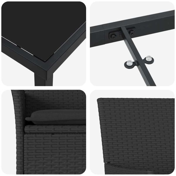 Комплект за хранене в градината 9 pcs Черно полиратан