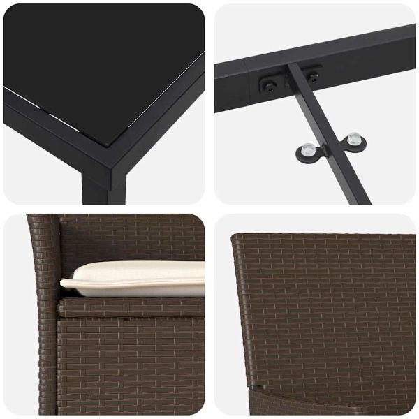 Комплект за хранене в градината 9 pcs Кафяво полиратан