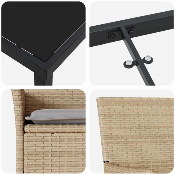 Комплект за хранене в градината 9 pcs Бежово полиратан