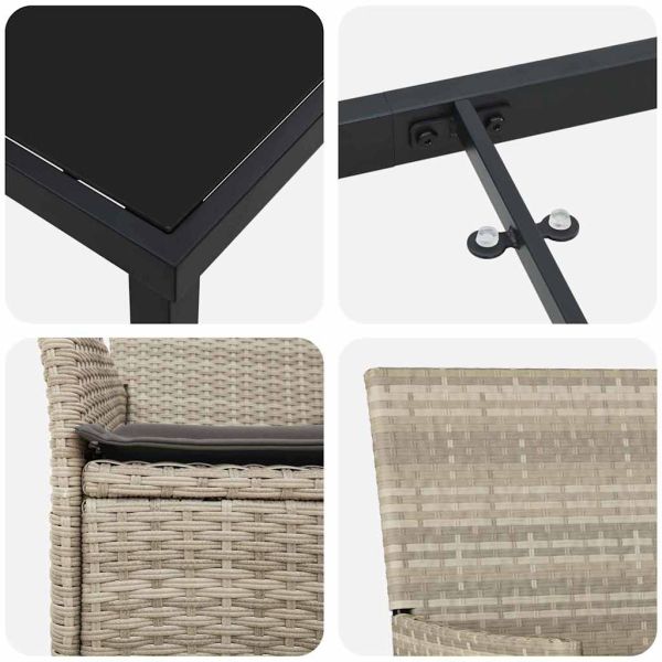 Комплект за хранене в градината 9 pcs Светлосиво полиратан