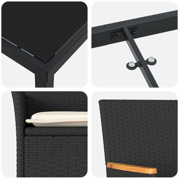 Комплект за хранене в градината 7 pcs Черно полиратан