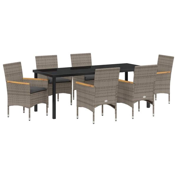 Комплект за хранене в градината 7 pcs Сив полиратан