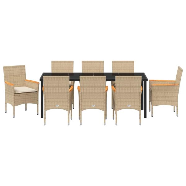 Комплект за хранене в градината 9 pcs Бежово полиратан