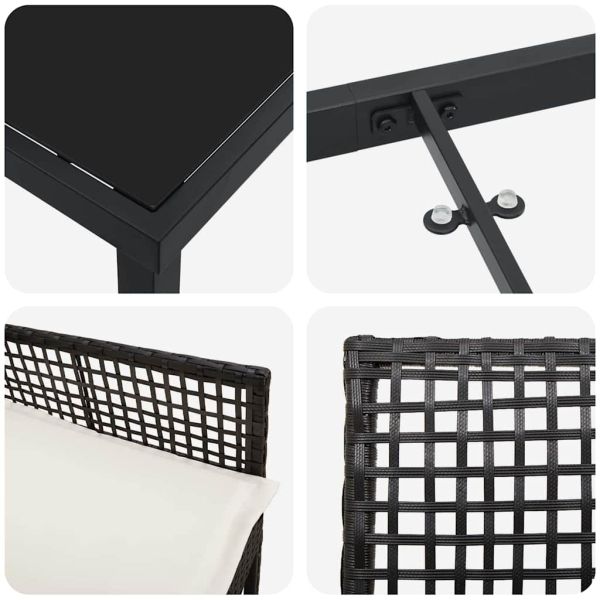 Комплект за хранене в градината 7 pcs Черно полиратан