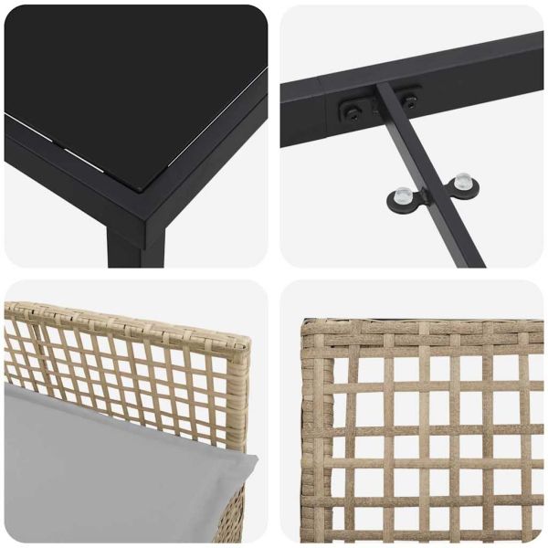 Комплект за хранене в градината 9 pcs Бежово полиратан