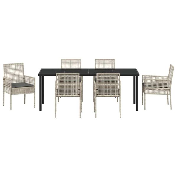 Комплект за хранене в градината 7 pcs Светлосиво полиратан