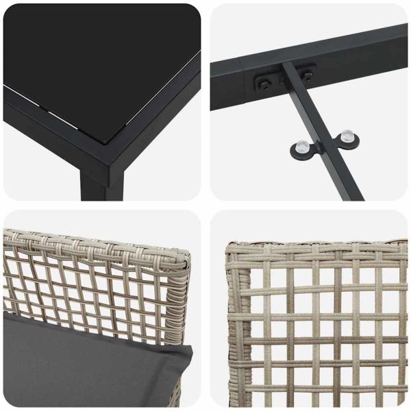 Комплект за хранене в градината 7 pcs Светлосиво полиратан