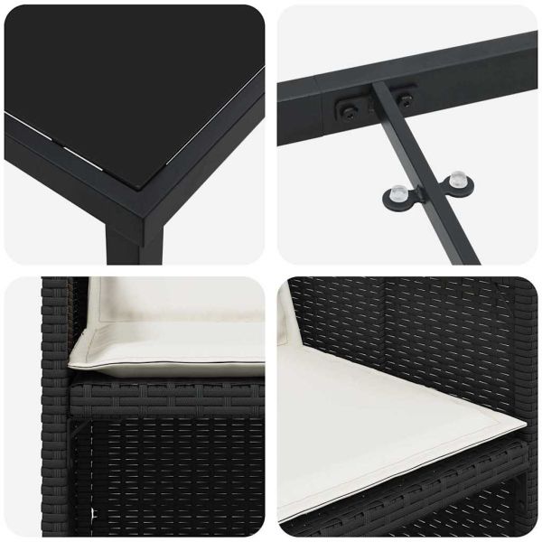 Комплект за хранене в градината 9 pcs Черно полиратан