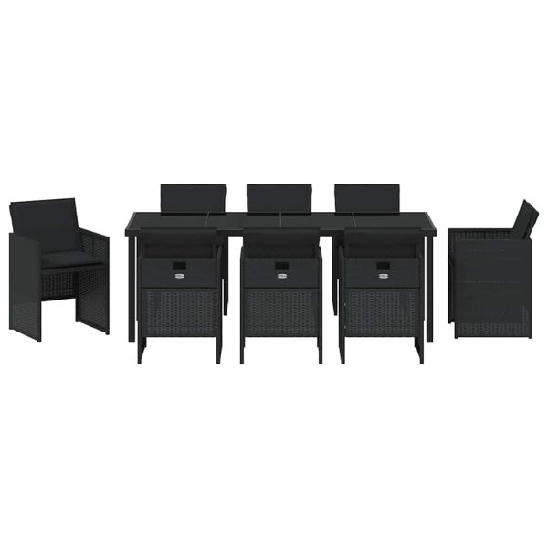 Комплект за хранене в градината 9 pcs Черно полиратан