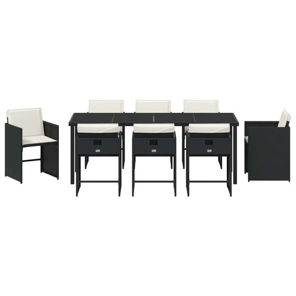 Комплект за хранене в градината 9 pcs Черно полиратан