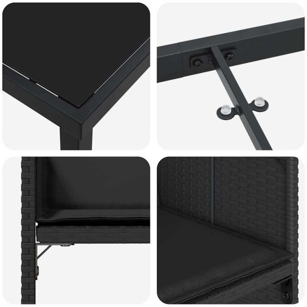 Комплект за хранене в градината 9 pcs Черно полиратан