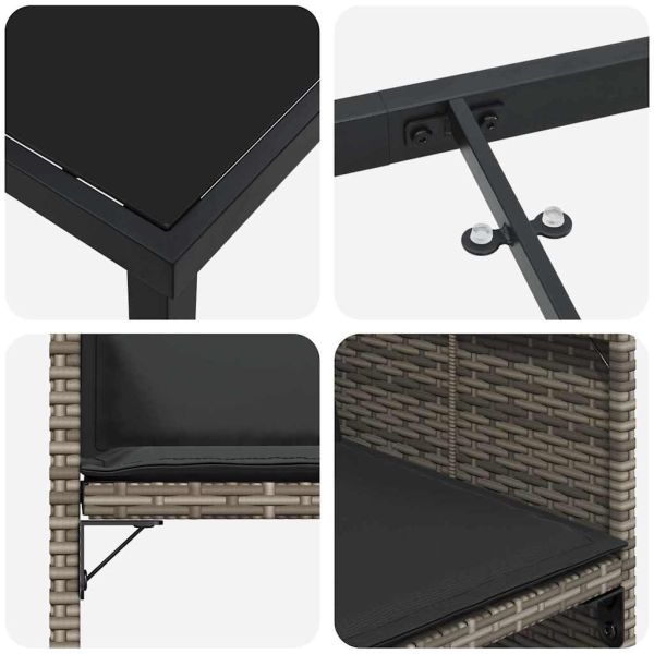 Комплект за хранене в градината 9 pcs Сив полиратан