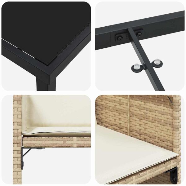 Комплект за хранене в градината 9 pcs Бежово полиратан