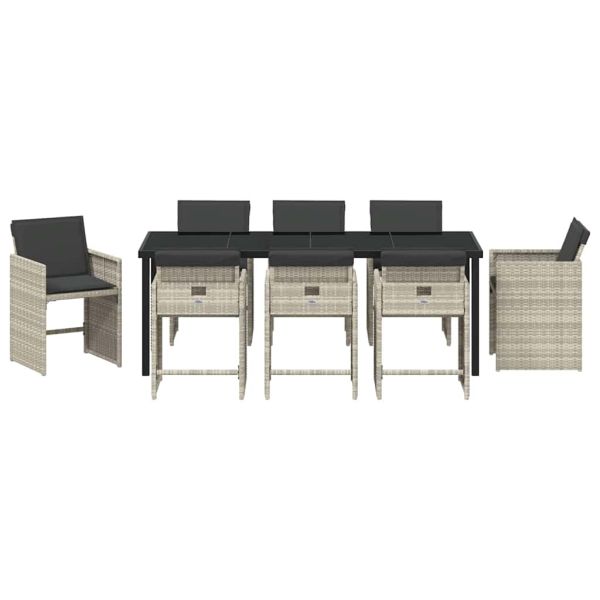 Комплект за хранене в градината 9 pcs Светлосиво полиратан