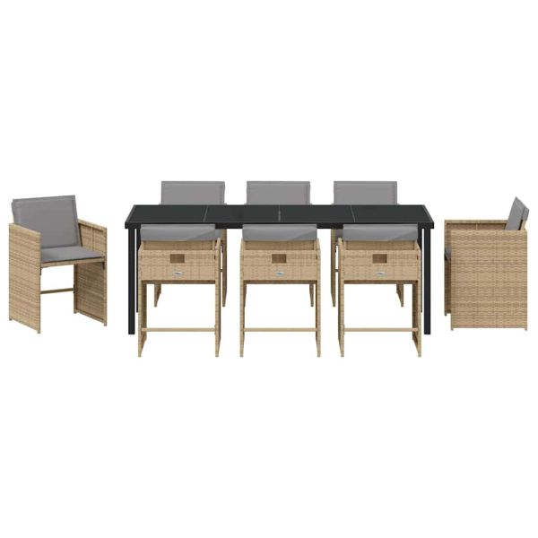 Комплект за хранене в градината 9 pcs Бежово полиратан