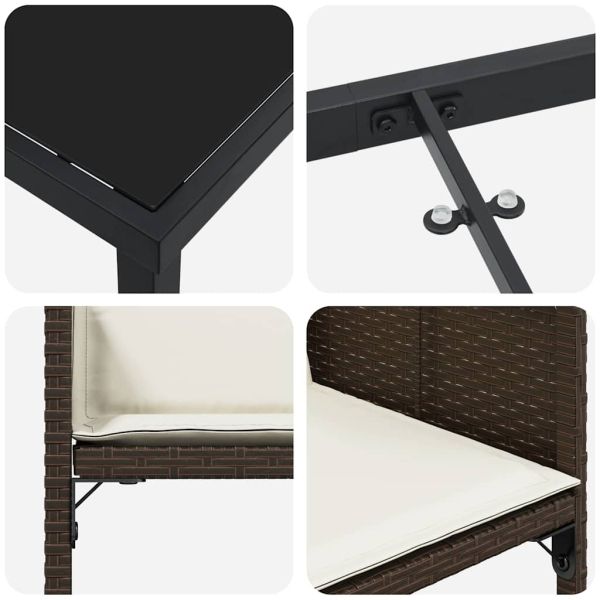 Комплект за хранене в градината 9 pcs Кафяво полиратан