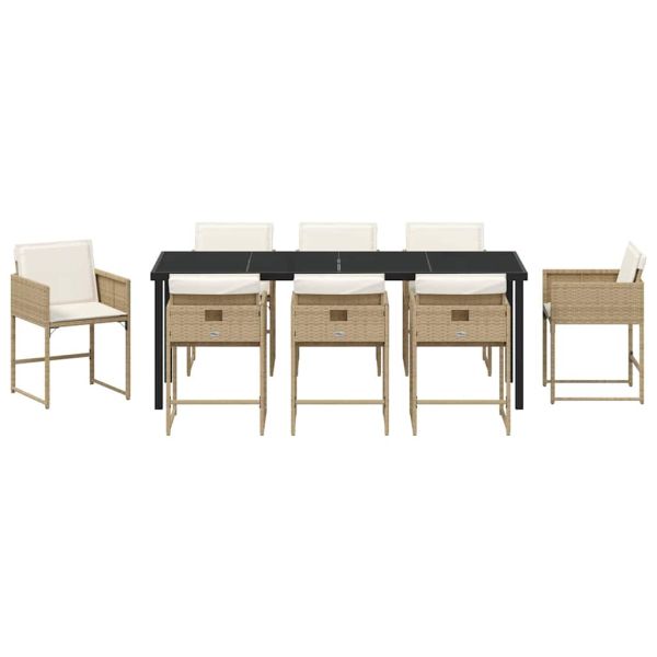 Комплект за хранене в градината 9 pcs Бежово полиратан