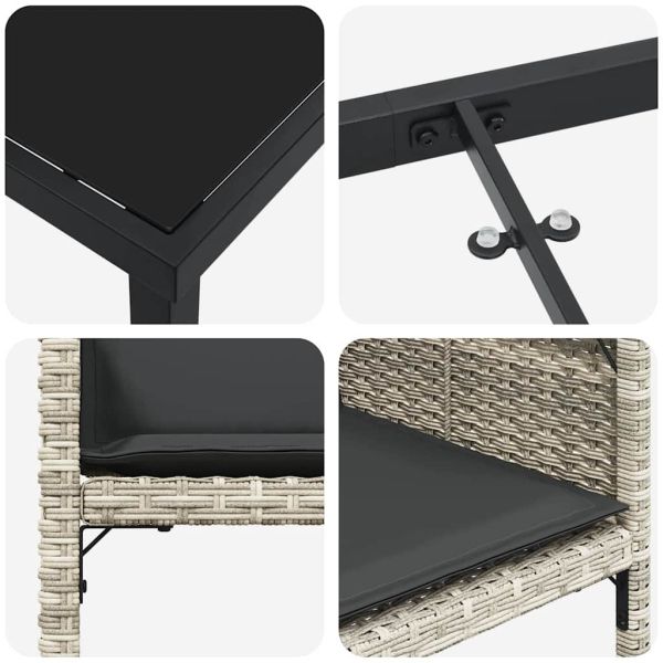 Комплект за хранене в градината 9 pcs Светлосиво полиратан