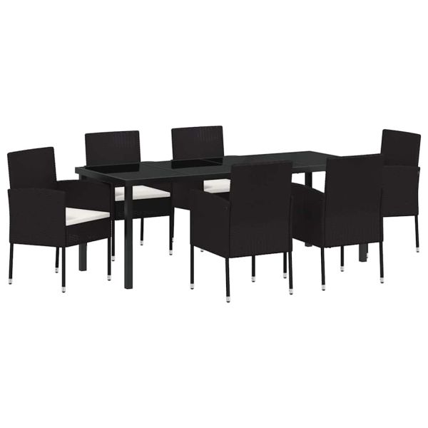 Комплект за хранене в градината 7 pcs Черно полиратан