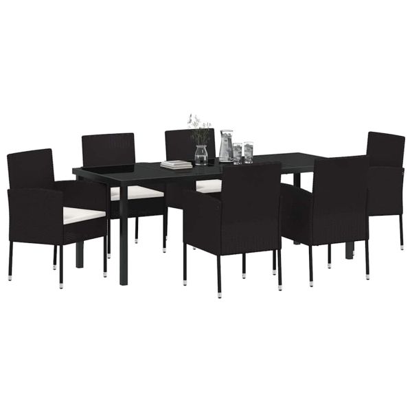 Комплект за хранене в градината 7 pcs Черно полиратан