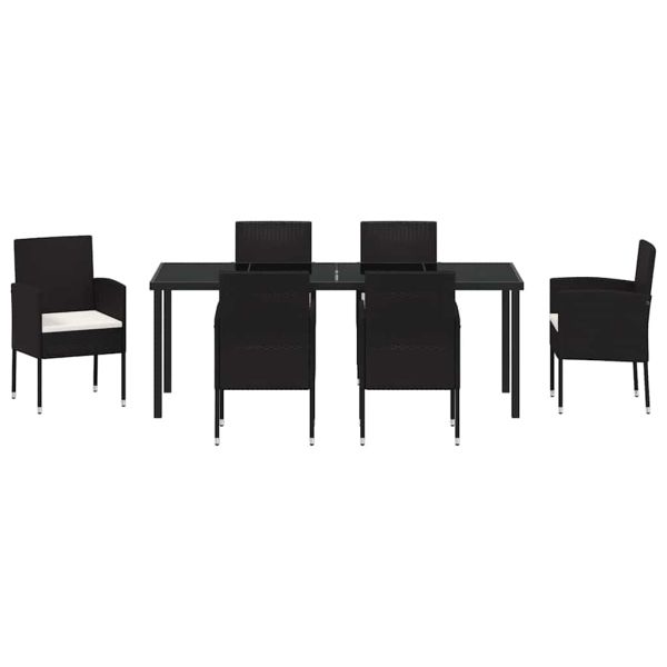 Комплект за хранене в градината 7 pcs Черно полиратан