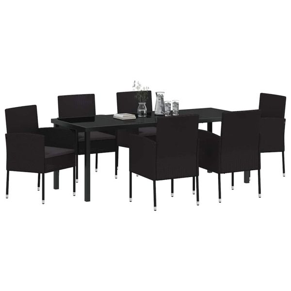 Комплект за хранене в градината 7 pcs Черно полиратан