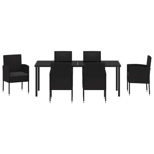 Комплект за хранене в градината 7 pcs Черно полиратан