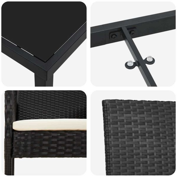 Комплект за хранене в градината 9 pcs Черно полиратан