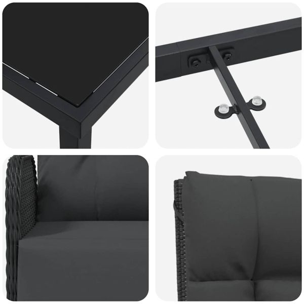 Комплект за хранене в градината 7 pcs Черно полиратан