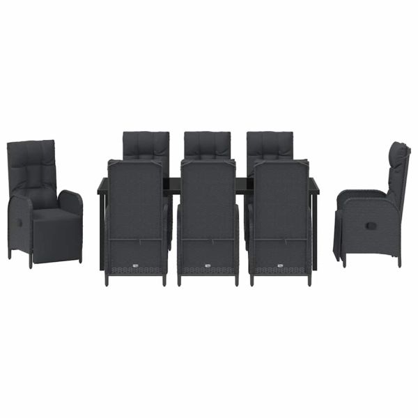 Комплект за хранене в градината 9 pcs Черно полиратан