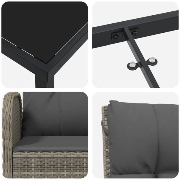 Комплект за хранене в градината 7 pcs Сив полиратан