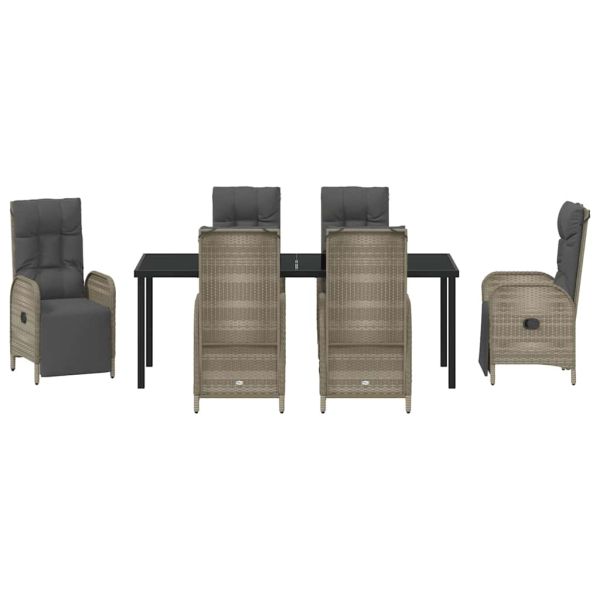 Комплект за хранене в градината 7 pcs Сив полиратан