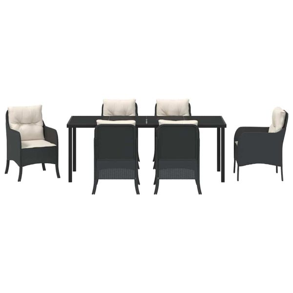 Комплект за хранене в градината 7 pcs Черно полиратан