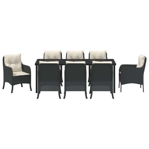 Комплект за хранене в градината 9 pcs Черно полиратан